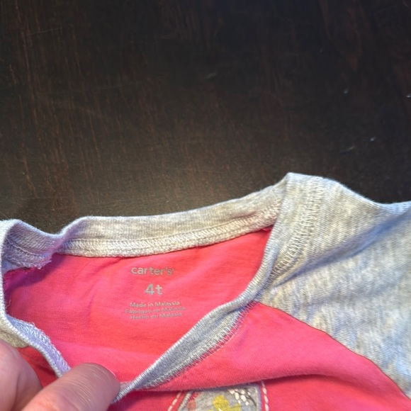 Carter's Pink and Gray Long Sleeve Tees with Graphic Design - Picture 2 of 2